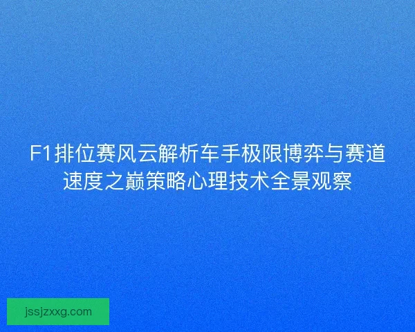 F1排位赛风云解析车手极限博弈与赛道速度之巅策略心理技术全景观察 F1排位赛风云解析车手极限博弈与赛道速度之巅策略心理技术全景观察